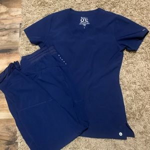 Navy blue barco one scrub set